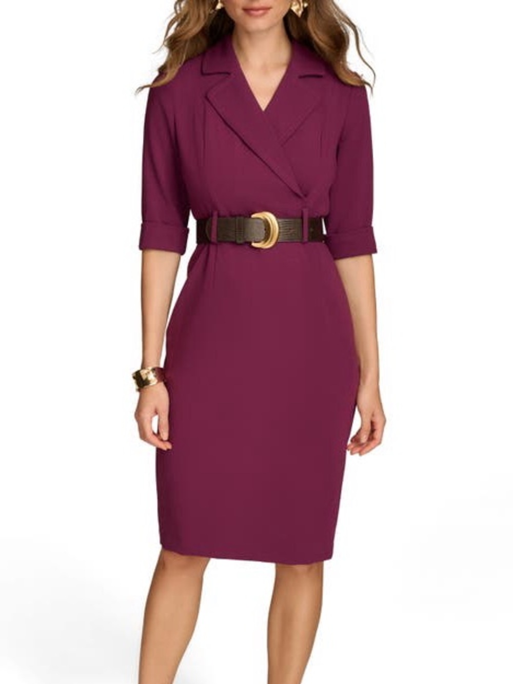 Donna Karan New York Belted Knee Length Dress Size 2